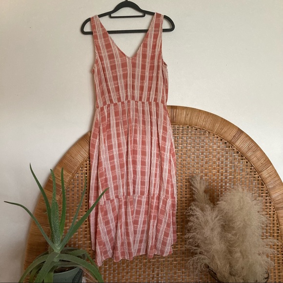 Peaches n Cream plaid button up dress with slight flared high-low hem - Picture 4 of 6
